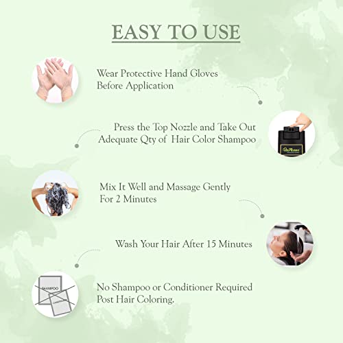 Image of QH+ Organic Gel Hair Color Shampoo 1N Natural Black 200ml (Pack Of 2) PPD Free, Ammonia Free Permanent Hair Colour For Women & Men, Vegan & Cruelty Free