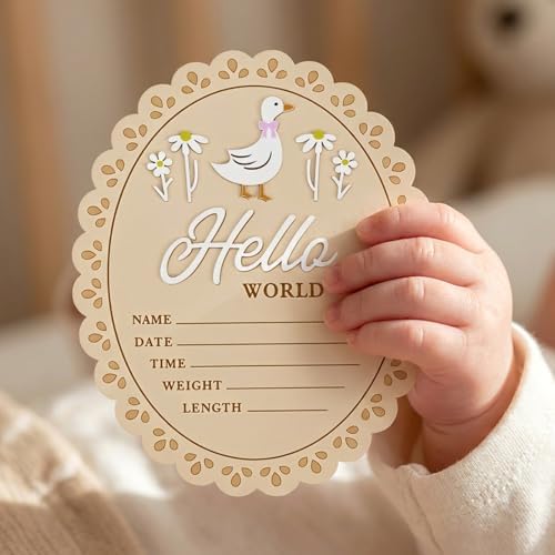 Nogeqi Wood Baby Announcement Sign Hello World Newborn Sign — 사진 6