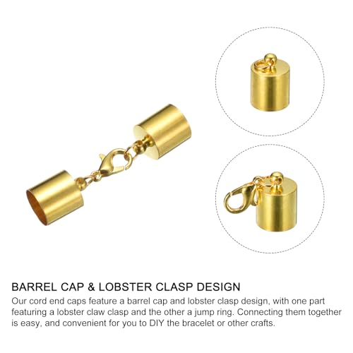 uxcell 30Sets 10mm Leather Cord End Caps with Lobster Claw Clasps, Barrel Terminators for DIY Making Leather Bracelets, 6 Colors in 1Set by uxcell - Image 3