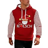 QJDFLL Karnevals Strickhoodie: Bequemes Sweatshirt aus angerautem Fleece mit kuscheliger Passform Saisonale St. Patrick s Day Bekleidung Glitzer Outfit Herren(Rot,4XL)