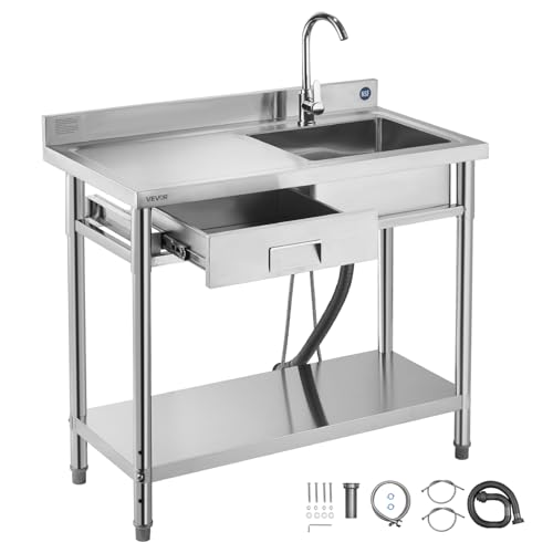 VEVOR Stainless Steel Utility Sink with Faucet