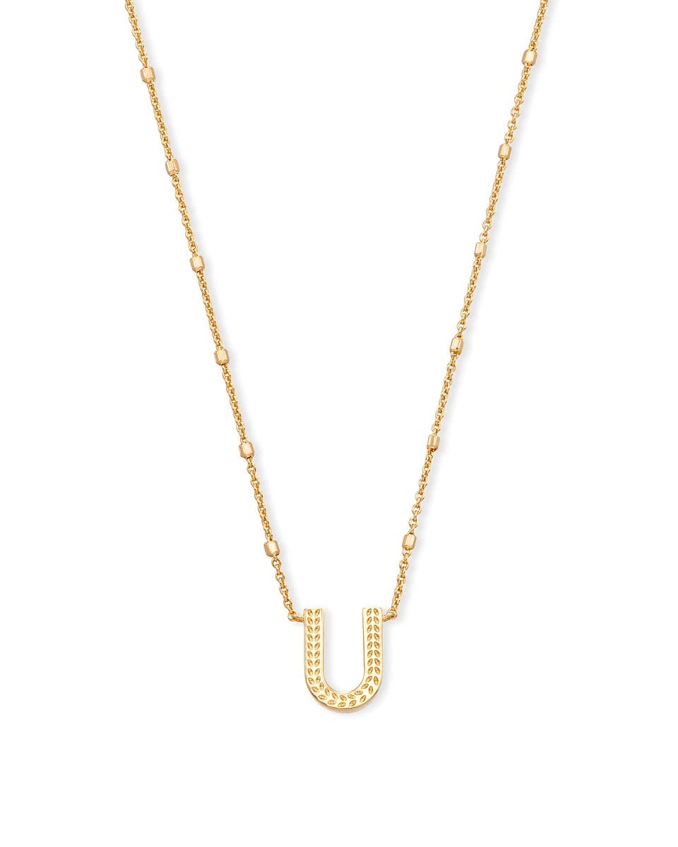Kendra Scott Letters A-Z Pendant Necklace for Women, Fashion Jewelry, 14k Gold-Plated Brass
