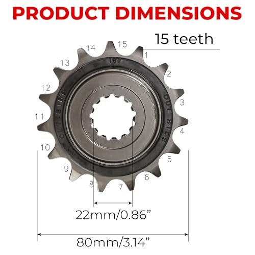 15T 450MT Motorcycle Front Sprocket – Silent Durable Rubber Tooth Fly Wheel Pinion, Cushioned Countershaft Chain Wheel, Alloy Rear Drive Fit for CFMOTO 450MT, CF650, TR650G, 650NK/MT by KH866 - Image 2