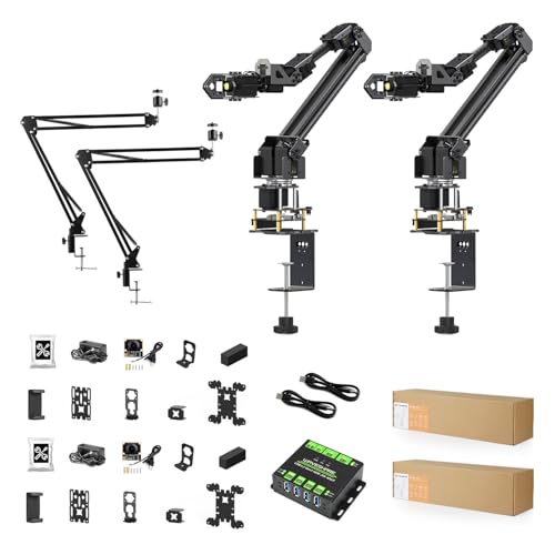 Waveshare 5 + 1 DOF High-Torque Serial Bus Servo Dual Robotic Arm AI Kit, Supports Hugging Face LeRobot AI, ESP32, 2-DOF Wrist Joint, Flexible Expansion, Wireless Control, 5X All-Metal ST3235 Servos