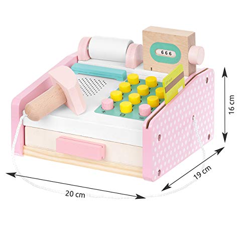ISO TRADE Registrierkasse mit Scanner Holz Kinder-Spielzeugkasse Spielgeld 11214 – Bild 3