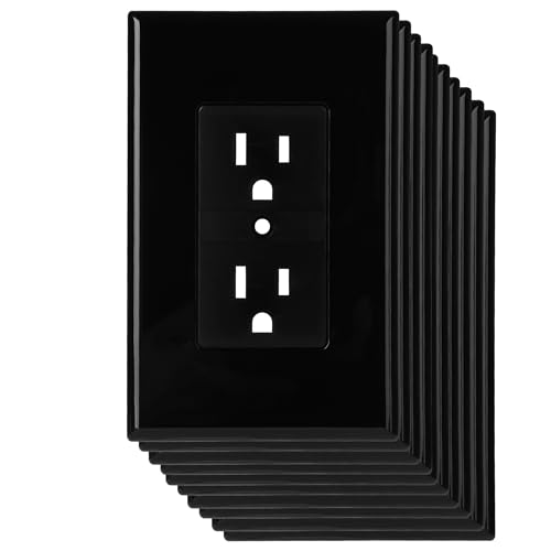 Plaques murales duplex blanches lot de 10 cache-prises électriques finition murale Bates - 8