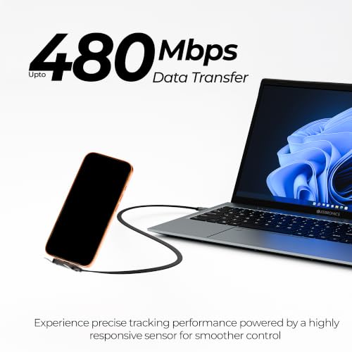 Image of Zebronics Wattz 100CC2 Type-C to Type-C Cable, 1.5m Braided, 100W PD, 5A Fast Charging, 480Mbps Data Transfer, Charge & Sync, Phone Holder, Mobile, Tablet & Laptop Compatible (Black)