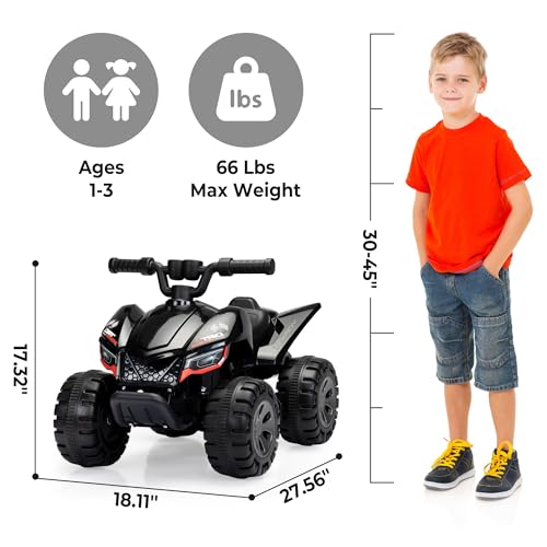 TOBBI Ride On Toy for Toddler, 25W 4 Power Wheels with Cool Spraying System, 4-Wheeler Quad ATV Play Car Electric Vehicles with Music Player for Toddlers Kids Children Aged 1-3 - Thumbnail 3