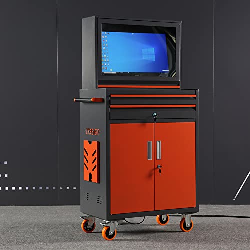 LYREIGN CNC Tool Cabinet Industrial PC Cabinet Mobile Security LCD Computer Cabinet Enclosure Industrial Computer Desk LF-PC-01C