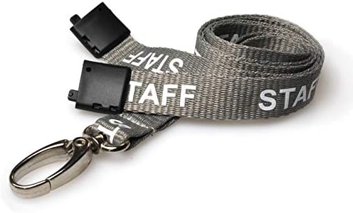 100 x Blue Staff Printed Lanyards with Metal Clips and Safety Breakaways