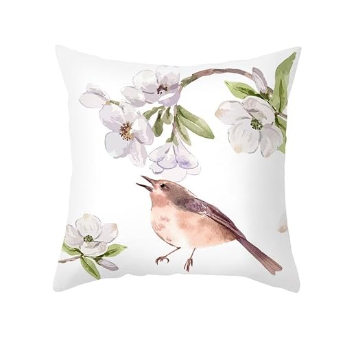 Chenlane Silk Couch Pillow Covers Patio Cushion Replacement Flower And Bird Art Painting, Case Square For Rv Dinette Bright Smooth Thickened 45x45 cm, 1Pcs