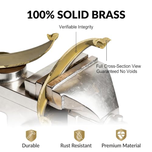 QOGRISUN 5-Pack Solid Brass Cabinet Bin Pulls,Gold Cup Drawer Dresser Handles,3-Inch Hole Center,Kitchen Cupboard Konbs Hardware, Brushed Brass Finish by QOGRISUN - Used condition - Image 3