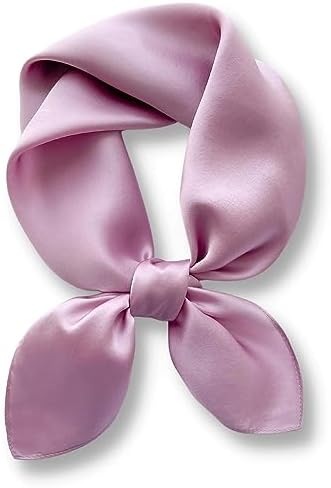 PoeticEHome Solid Color Mulberry Silk Scarf - Lightweight 27" Square Neckerchief for Women's Neck Hair Head in Gift Wrapped