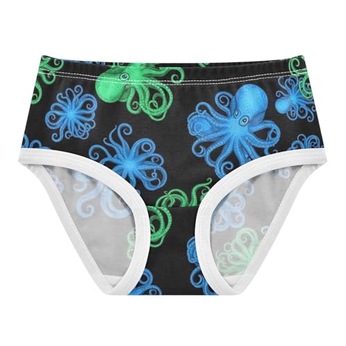 Toddler Girls Underwear 2t Cotton Panties Little Girl Fun Print Briefs Underpants Vibrant Blue Green Octopuses