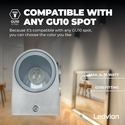 Ledvion - Wall Lamp Santa Barbara, LED Wall Lamp Outdoor, Gray Round, 2x Stainless Steel Up&Down, IP54, GU10 - Image 3