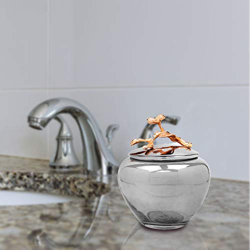 Cotton Jar with Lid in Glass and Metal for Bathroom Decor Cotton SwabHolder, Q-Tip Container Bath Accessory (Milli)