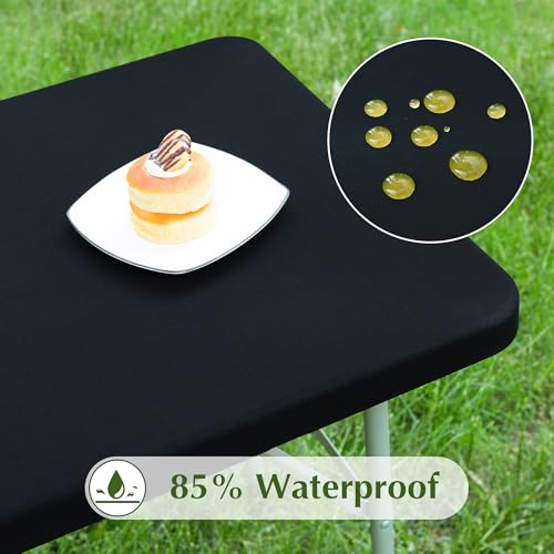 mylacerhome 2 Pack Rectangle Fitted Tablecloth 36X60 Inch Stretch Spandex Patio Table Cover Black Washable Table Cloth Elastic Table Topper for Indoor and Outdoor by mylacerhome - Used condition - Image 3