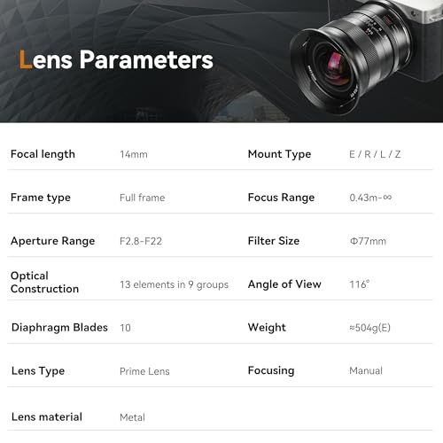 7artisans 14mm F2.8 Full Frame Camera Lens Ultra-Wide Angle Non-Fisheye for Canon RF-mount Mirrorless Cameras - Image 6