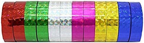 Hula Hoop Washi Prism Tape (12 Pack) 1/2" (12MM) x 25 Feet (3.5M)- 6 Holographic Colors - 2 rolls of each color. Great for Fishing Lure, Arts and Craft Kids Projects.