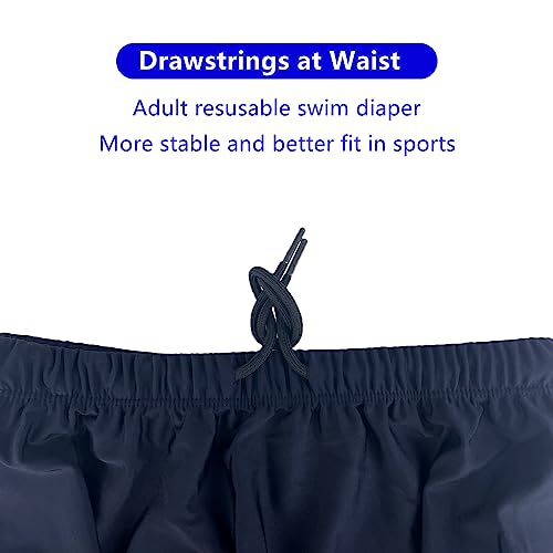 Miniatura 4 de Aqx Pañales De Natación Reutilizables Para Adultos, Necesidades Especiales, Pañales De Tela Lavables, A Prueba De Fugas, Pañales De Nadadores Para Protección De Incontinencia, Unisex L, Azul