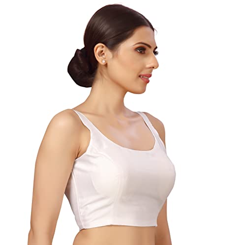 Image of Studio Shringaar Women's Polyester Sleeveless Satin Padded Saree Blouse