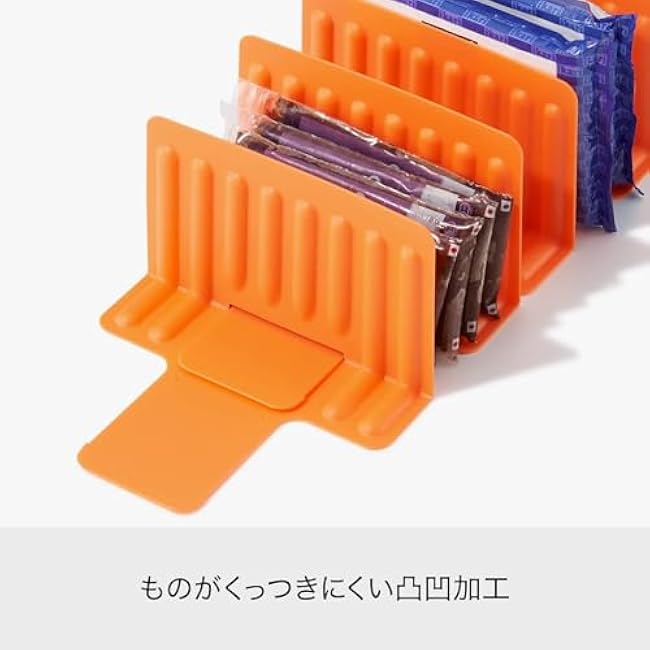 Like-IT STK-02 Kitchen Storage, Slidable Freezer Storage Stand, 5 Partitions, Approx. Width 6.5 x Depth 5.1 x Height 4.1 inches (16.5 x 13 x 10.5 cm), White, Made in Japan, Frozen Food Storage