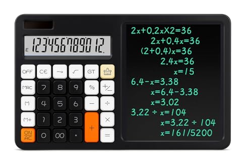 Image of CBK Calculator with Ruffpad Notepad 2-in-1 Calculator & LCD Writing Pad with 7.5 Inches Tablet, 12 Digits, Stylus Pen for Students, Birthday Gift, Kids, Toys, School, Office, Corporate (Black)