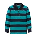 HowJoJo Big Boys Cotton Long Sleeve T-Shirts Striped Polo Shirts Green Size 7
