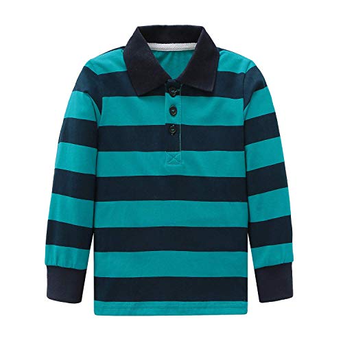 Howjojo Big Boys Cotton Long Sleeve T-Shirts Striped Polo Shirts Green Size 10 #TOP19