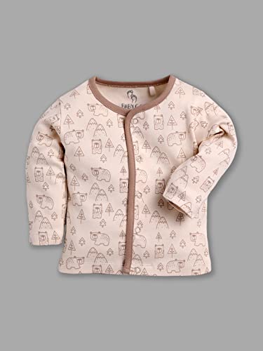 Image of Baby GO Baby Boys & Baby Girls 100% Cotton Full Sleeve Front Open T-Shirt Pack of 3 | Soft Breathable Infant Clothing with Snap Buttons | Printed Newborn Baby Wear Daily Use