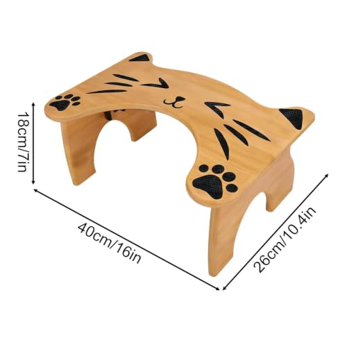 Taburete para wc de madera con altura de 18cm y base antideslizante portátil 6
