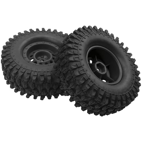 HIRCQOO RC 1/10 1.9\" Rubber Tires OD 108mm & 12mm Hex Hub Wheel Rims Compatible with Axial SCX10 90046 AXI03007 Traxxas TRX4 Tamiya CC01 D90 TF2 HSP 1/10 RC Crawler Car (Black) - Thumbnail 4