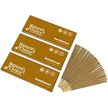 Sandalwood Incense Sticks 100 Grams, Low Smoke Traditional Incense Sticks Made from Scratch, Never Dipped Sandalwood, 3 Pack