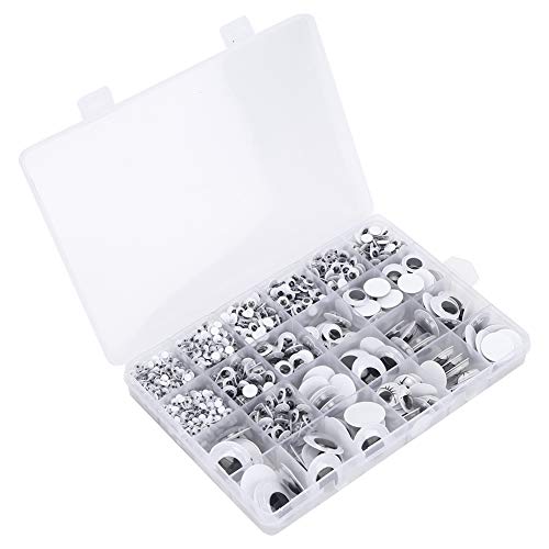 1 caixa de brinquedos autoadesivos DIY olhos móveis olhos de boneca de plástico preto e branco 4-25