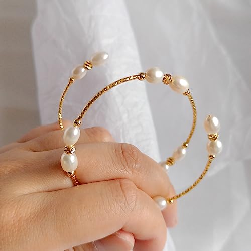 Bracelet jonc acier mémoire et perles véritables : fini les fermoirs difficiles - 7