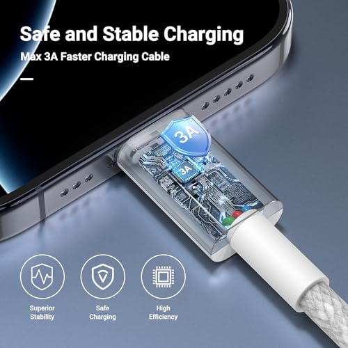 Image of UCALMA Car Carplay Cable for iPhone 17 16 15 Pro Max, 2Pack [6FT+10FT] Long USB A to USB C Cable Fast Charging, USBC Charger Cord Braided for iPhone 17 /16 /15 Pro Max /Pro /Air /Plus for iPad Pro 12.9 /11