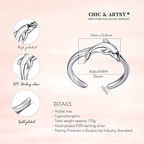 CHIC & ARTSY Sea Toe Rings 925 Sterling Silver Dolphin Toe Rings for Women Adjustable Beach Cuff Toe Finger Rings Dolphin Second Toe Rings by CHIC & ARTSY - Used condition - Image 5