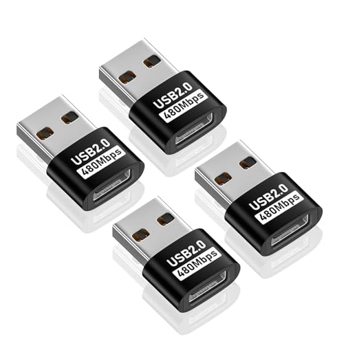 Image of ETZIN USB to USB C Adapter, USB C Female to A Male OTG Charger Type C Converter, USB 2.0 to USB C Adapter for Laptop, Charger, iPhone, MacBook, Samsung Galaxy etc. (4, Black)