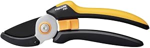 Fiskars Anvil Garden Pruners L, Solid, P361, for Dry Twigs and Branches, Non-Stick Coated, Stainless Steel Blades, Length: 20.1 cm, Black/Orange, 1057165