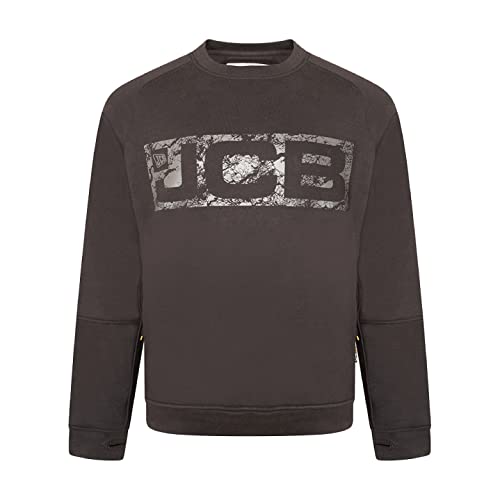 Image of JCB - Trade Crew Sweatshirt, Medium - Made with 80% Cotton & 20% Polyester - Men's Jumpers Branding Details - Cordura Fabric Elbow Patches - Mens Clothes - 320gsm - Black