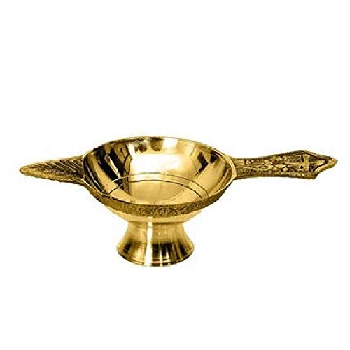 Radhika Poojan Bhandar Brass Small Size Diya,Pital Jyot Diva,Pooja Deepak,Puja Deep (Gold)