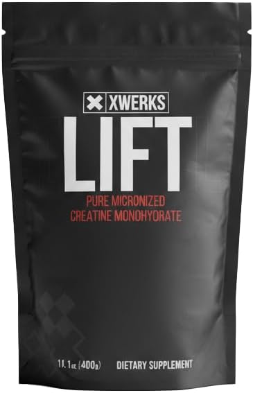 Xwerks Lift Creatine Monohydrate Powder, Micronized and Unflavored with 80 Servings, 5000mg, 5g Per Scoop, Highly Soluble Pre Workout Creatine for Women and Men, Muscle Power and Training Endurance