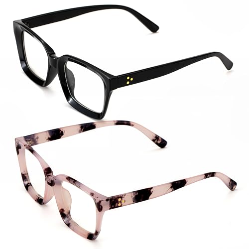Image of Classic Clear Lens Glasses for Women Men Thick Square Frame Eyewear Non Prescription Eyeglasses 2 Pack