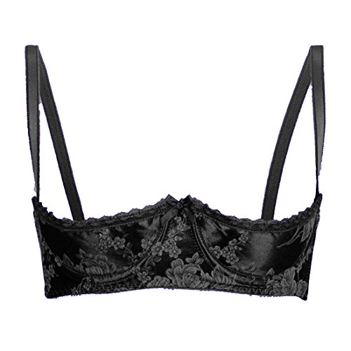 Empire Intimates Floral Jacquard Shelf Open Cup Bra (Black, Size 34)