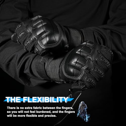 WTACTFUL Touch Screen Tactical Gloves for Men Airsoft Paintball Gear Motorcycle MTB Bike Cycling Cross-Country Motorbike ATV Hunting Hiking Riding Driving Work Outdoor Full Finger Gloves L Black