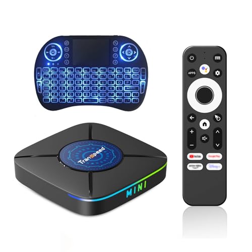 Android TV Box 14.0 2026 Upgraded, Android Box 2G RAM 32GB ROM, Quad Core Smart 4K TV Box Support 2.4G/5G Dual-WiFi HDR10 BT5.0 USB 3.0 100M Ethernet, with Mini Backlit Keyboard