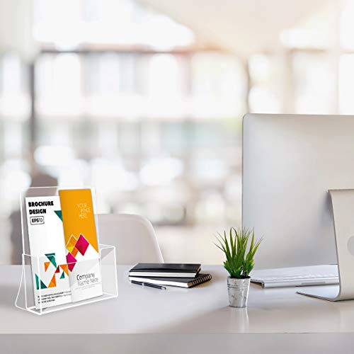 Niubee Acrylic Brochure Holder 8.5 X 11 Inches 2 Pack, Clear Acrylic Literature Holder Plastic Flyer Display Stand, Acrylic Countertop Organizer For Magazine, Pamphlet, Booklets, Menu, Journals #TOP5