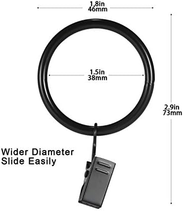 Goowin Curtain Rings, 20 Pcs 1.5 inch Drapery Rings, Metal Solid Rustproof Curtain Clips with Rings, Vintage Black Curtain Rings with Clips