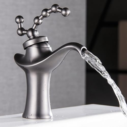 Robinet cascade pour lavabo à commande unique, mitigeur eau chaude et froide compact