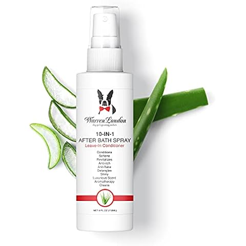Warren London 10-in-1 After Bath Dog Spray | Dog Leave in Conditioner and Detangler Spray | Pet Grooming Spray with Aloe Vera, Silk Amino Acids and Green Tea Extract | Made in USA | 4oz Cover